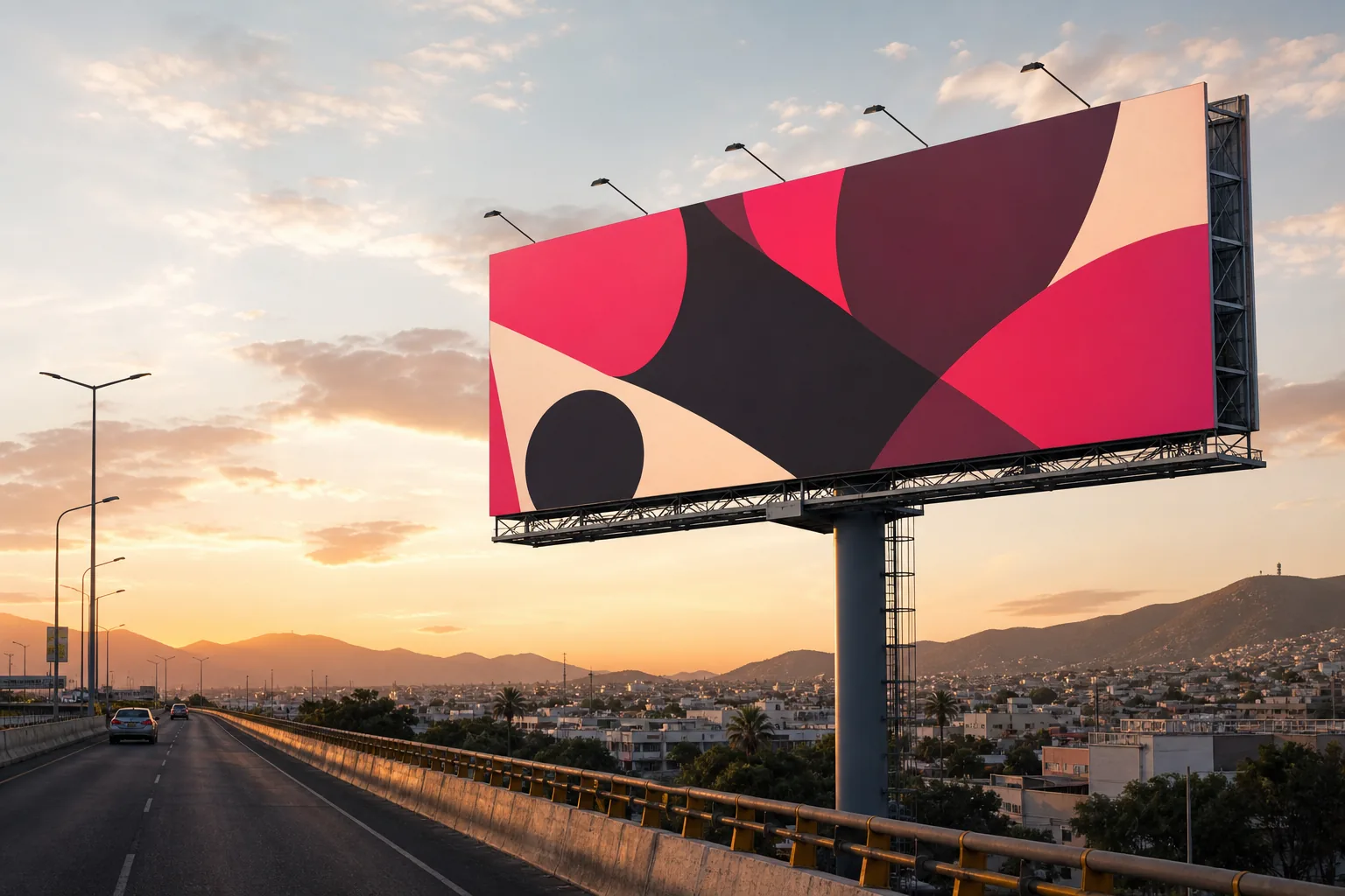 Ejemplo visual de un anuncio espectacular junto a una vía urbana